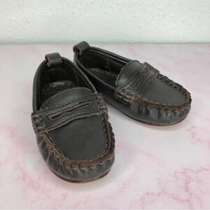 Janie and Jack loafers brown leather shoes size 5 infant